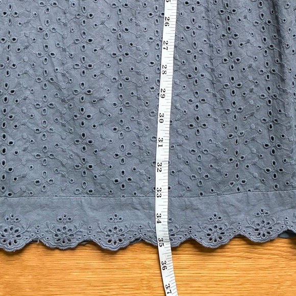 Knox Rose Eyelet Cotton Mini Dress Sleeveless Gray/Dusty Blue Size L - Picture 11 of 11